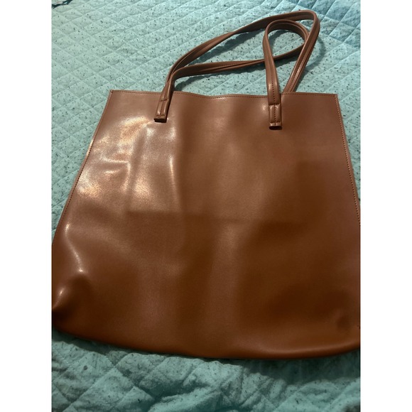 Brown Leather Tote Bag Large Work Office Minimalist Handbag Shoulder Bag - Picture 1 of 3